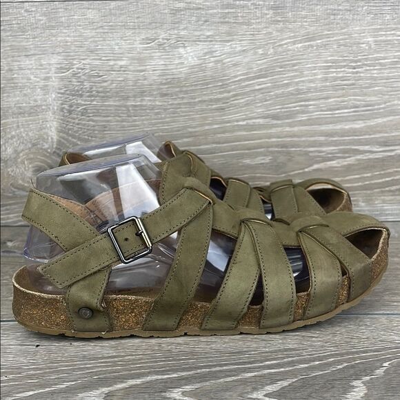 Haflinger Paula Stone Leather Women’s Sz EU 42 Slingback Buckle Fisherman Sandal - Picture 1 of 12
